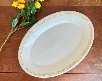 Chunky Vintage Homer Laughlin Restaurant Ware Platter With Lovely Golden Mustard Yellow Border - Vintage Chunky Platter, Vintage Diner Ware