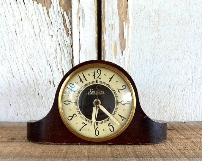 Unique & Fabulous 1936 Sessions Wood and Brass Electric Clock, Model 3W