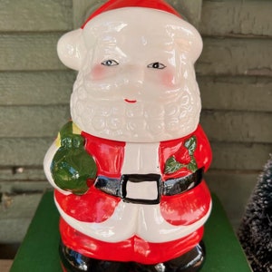 Vintage Hand Painted Santa Claus Ceramic Cookie Jar - Vintage Christmas, Santa, Holidays, Merry Christmas, Cookie Jar, Vintage Ceramic