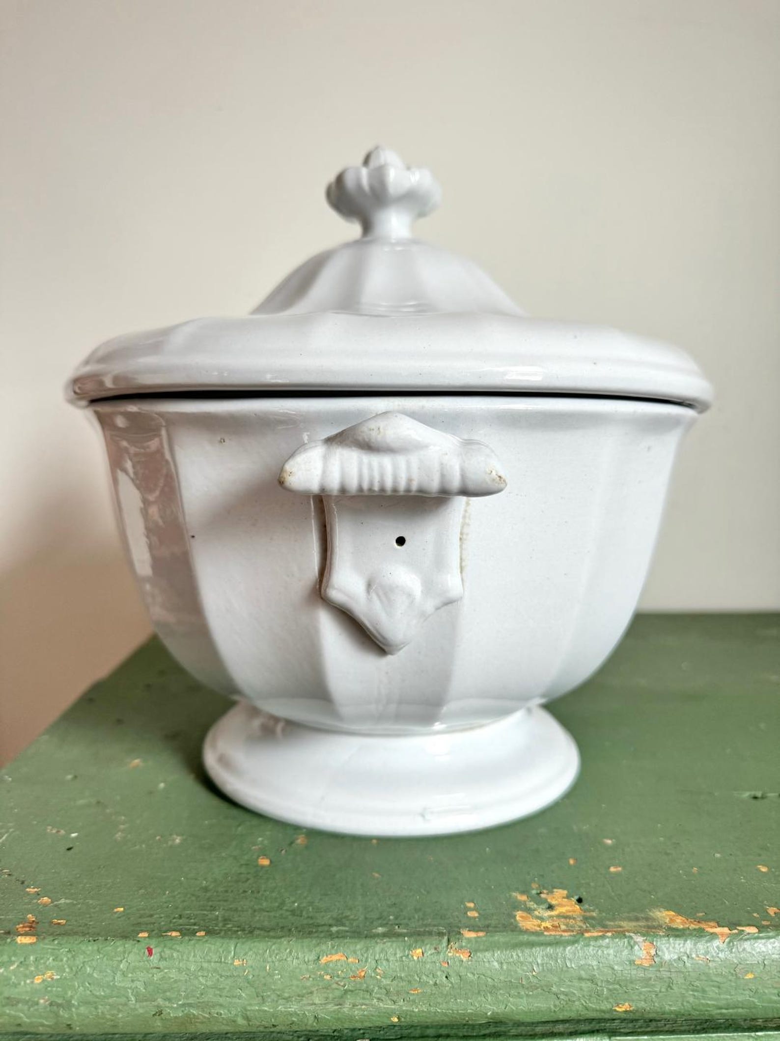 Stunning Antique English Ironstone Footed Punch Bowl With Applied ...