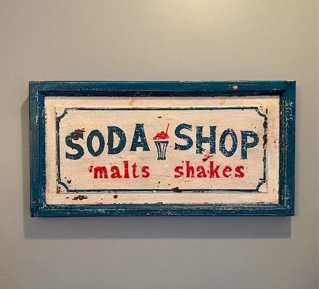 Chippy Vintage Style Soda Shop Sign Reclaimed Wood Etsy