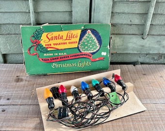 Vintage Santa Lites Christmas Lights – Working Condition, Original Box