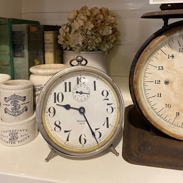 Antique Westclox Big Ben Alarm Clock "Peg Leg"/ "Ring Top"- 1918-1935, NON-Working - Farmhouse, French Country, Antique Clock, Vintage Décor