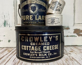 Vintage Cheese Tin Box Bulgarian Cheese Container Shabby Metal Storage