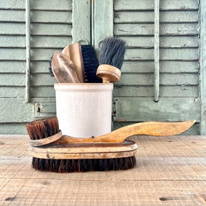 Rare & Gorgeous Antique Victorian Double Shoe Shine Brush With Wooden Handle and Natural Fiber Bristle - Antique Brush, Unique Brush