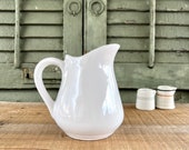 Beautiful Small Vintage White Ironstone Milk Pitcher Farmhouse Pitcher - Farmhouse, French Country, Vintage Ironstone, Restaurant Ware