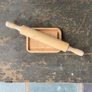 Primitive Mini Wooden Cutting Board & Small Wooden Rolling Pin Set - Set of 2 - Farmhouse, French Country, Country Kitchen Décor