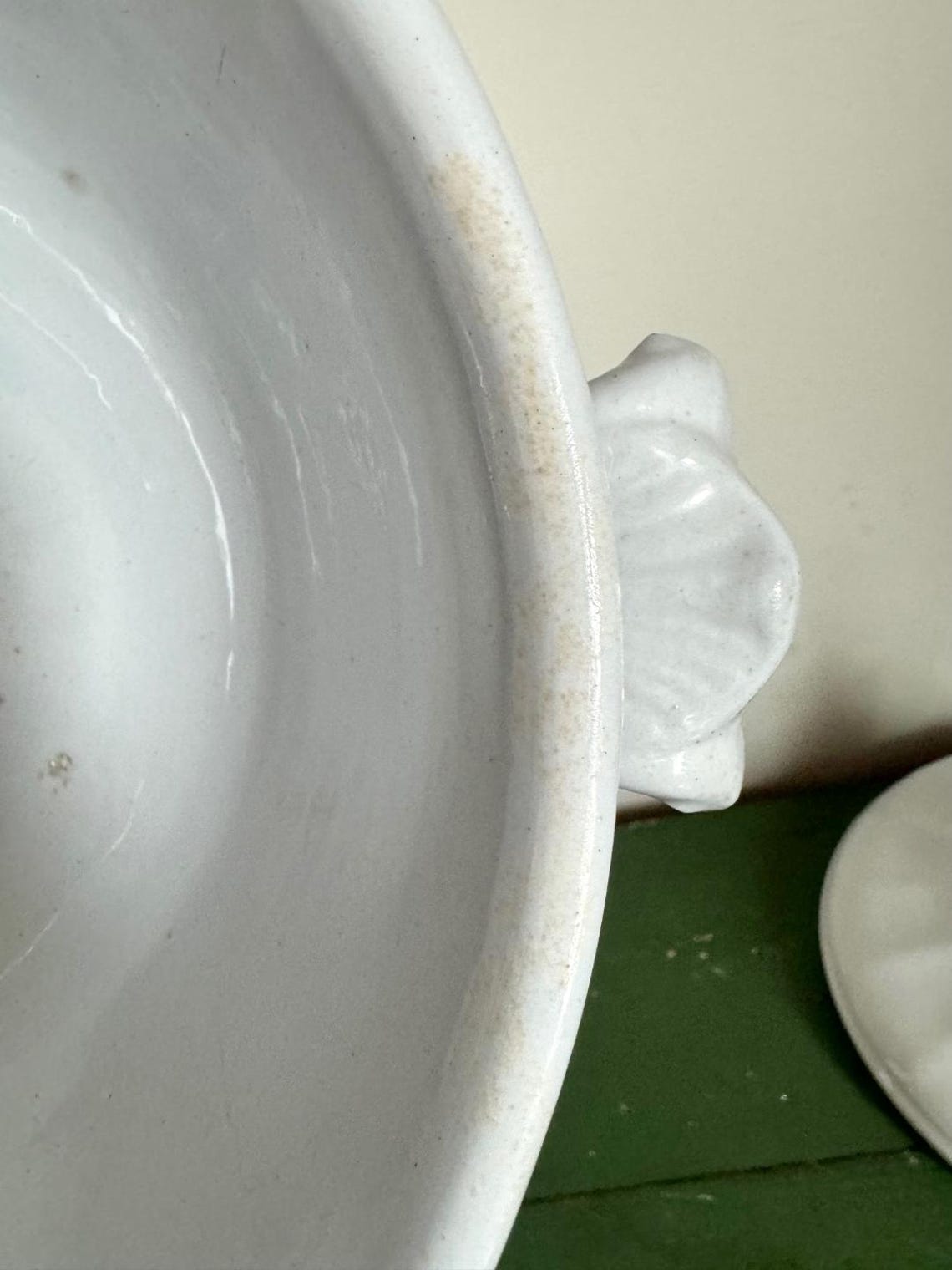 Stunning Antique English Ironstone Footed Punch Bowl With Applied ...