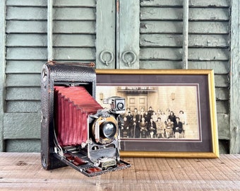 Beautiful Antique No. 3A Folding Pocket Kodak Model B-2 With Red Bellows, 1903-1915 - Farmhouse, Antique Camera, Bellows Camera