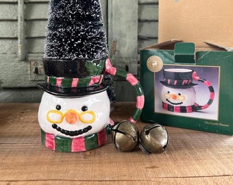 Vintage Cook's Bazaar Snowman Mug In Original Box (NOS), Made In China - Vintage Christmas, Christmas Décor, Vintage Santa Mug