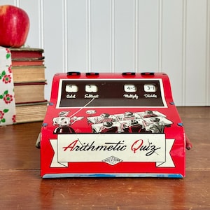 Fun Vintage 1950s Wolverine Arithmetic Quiz Tin Toy With Working Mechanical Displays - Collectible Toy, Vintage Toy, Back to School