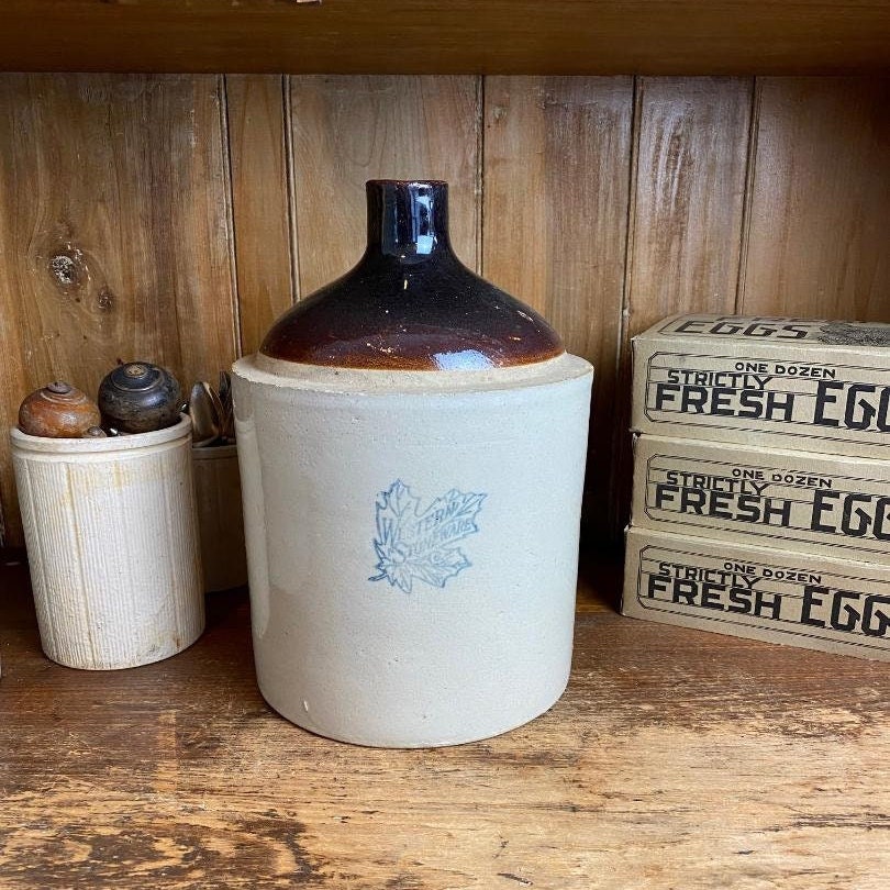 Lovely Antique Western Stoneware Co. Jug With Beautiful Cobalt