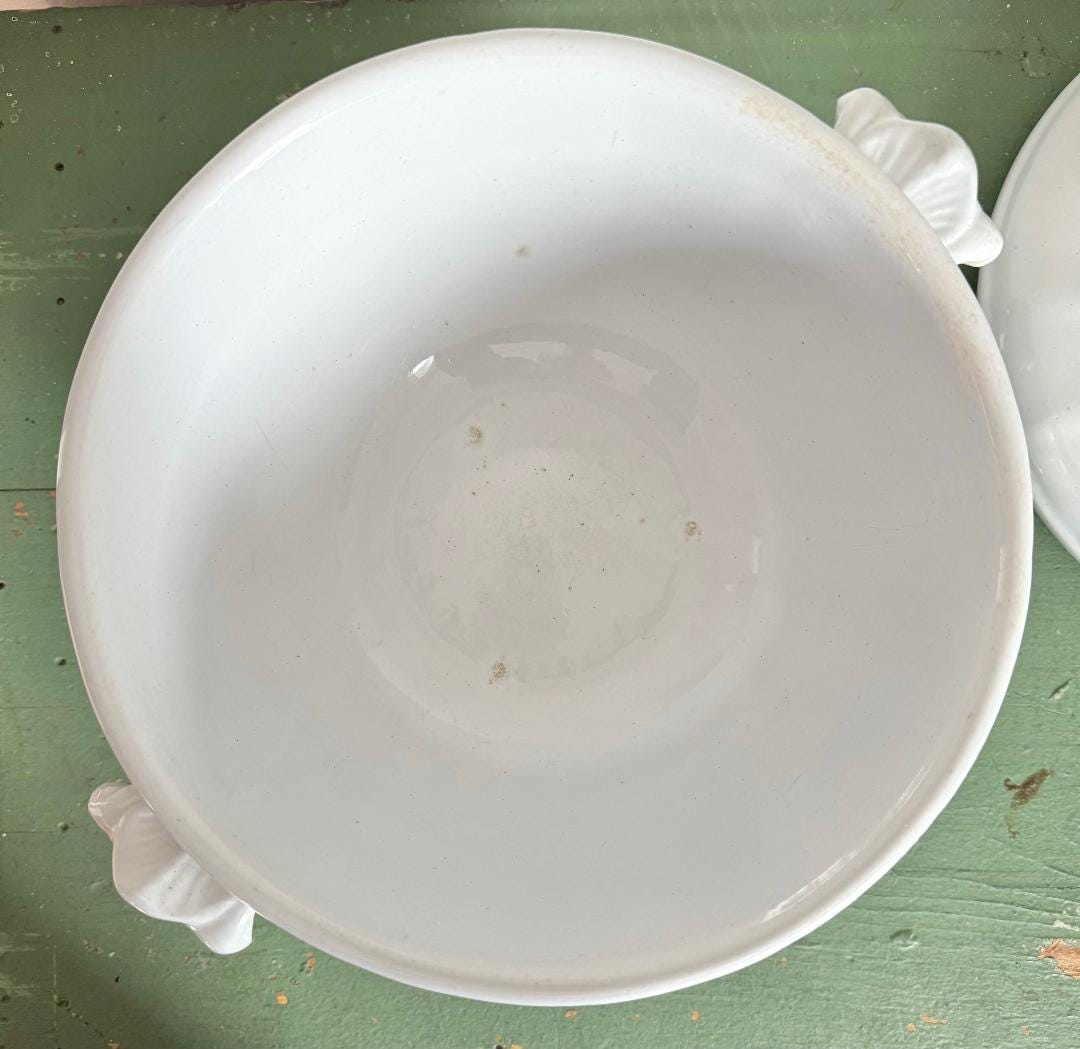 Stunning Antique English Ironstone Footed Punch Bowl With Applied ...