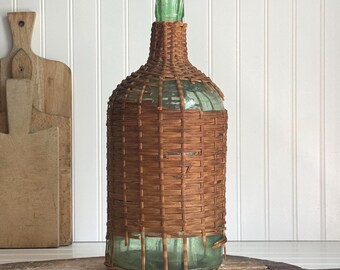 Vintage Demijohn, Demijohn Dame Jeanne Bottle, Vintage Clear