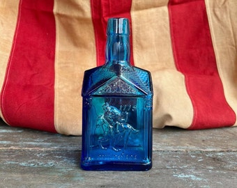 Perfectly Patriotic Paul Revere 1775 Commemorative Blue Glass Bottle - 4th of July, Patriotic Décor, Summer Décor, Collectible Bottles