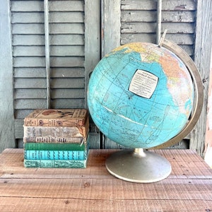 Wonderful Vintage Rand McNally World Globe, Worn & Weathered - Vintage Office, Vintage Study, Farmhouse, Vintage Globe, Office Décor