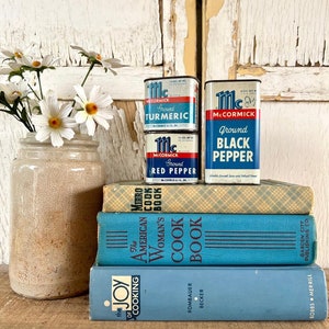 Trio of Vintage McCormick Spice Tins With Colorful Advertising Graphics - Vintage Tins, Vintage Advertising, Vintage Spice Tins, Farmhouse