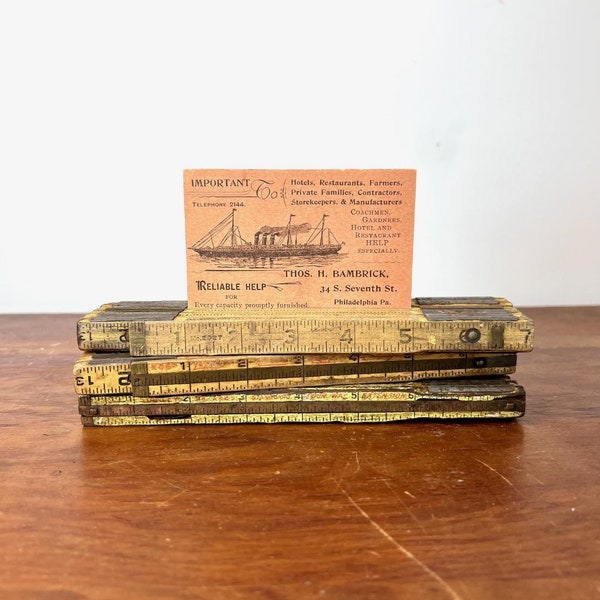 YOUR CHOICE of Vintage Wood & Brass Folding Extension Rulers - Lufkin, Craftsman, Stanley - Vintage Ruler, Photo Holder, Vintage Tool