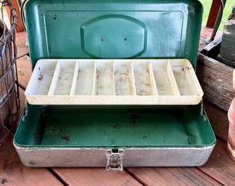 Wonderful Vintage Silver VICTOR Metal Tackle Box / Tool Box