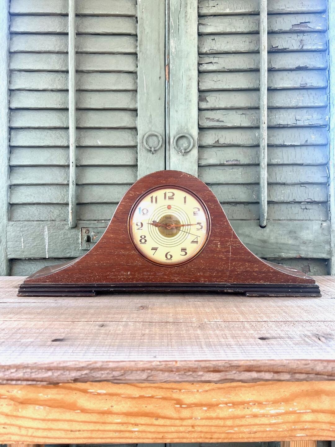 Beautiful Vintage Wood Telechron Strike Electric Mantel Clock Etsy