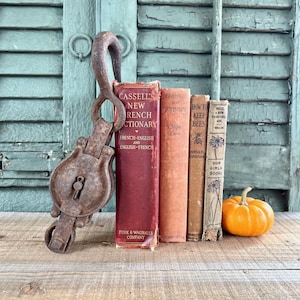 Wonderful Vintage /Antique Starline #4 Triple Metal Pulley - Vintage Pulley, Farmhouse, Industrial Décor, Barn Décor, Garage, Mancave