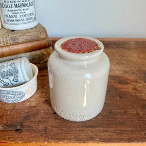 Vintage Lab Lagny Pommery Moutarde de Meaux French Mustard Crock Sealed With Original Wax Seal - French Country, Farmhouse, Cottage
