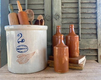 Your Choice of Vintage English Brown Glazed Stoneware Ginger Beer Bottle, Price Bristol - Farmhouse, French Country, Stoneware Bottle