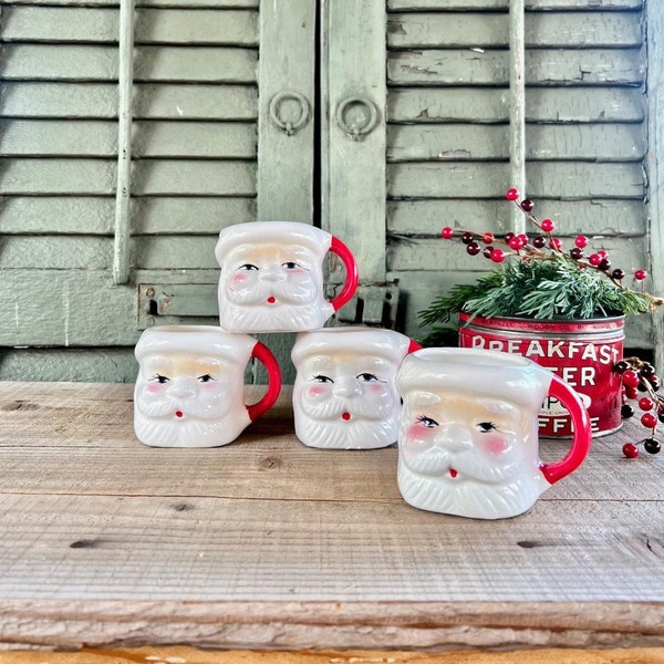 ONE Wonderful Vintage Hand Painted Ceramic Santa Mug - Vintage Christmas, Farmhouse, Christmas Décor, Vintage Santa, Gift