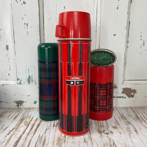 Fabulous & Fun Vintage Tall Thermos, Red and Black - Christmas Decor, Vintage Fishing, Vintage Camping, Vintage Picnic, Drink Holder