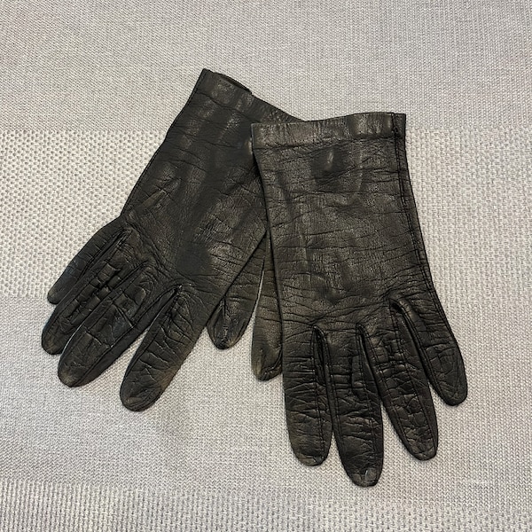 Black Leather Gloves - Etsy