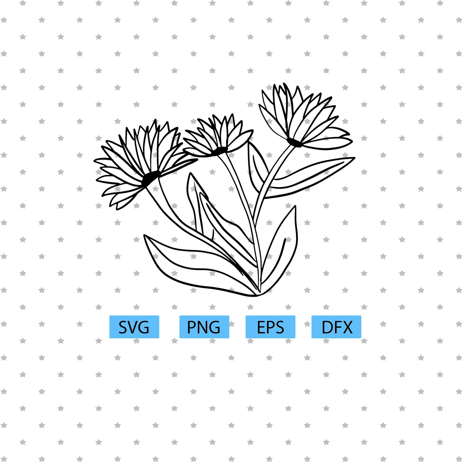 Download 3 Flowers bundle SVG clipart commercial use clip art hand | Etsy