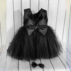 Black Organza Puffy Baby & Toddler Dress – With Large Bow Detail