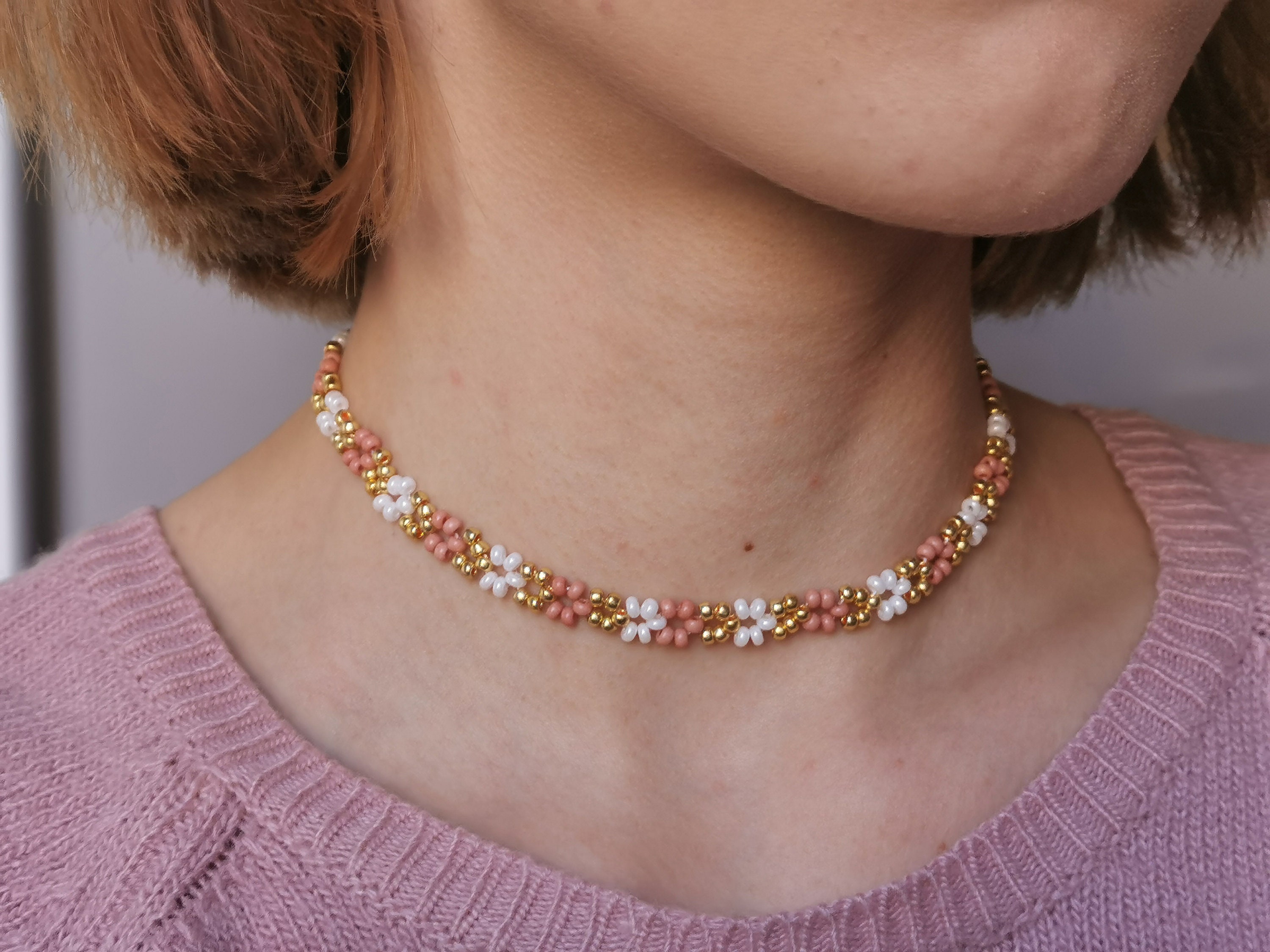 Beaded Necklace Choker Beaded Jewelry Etsy