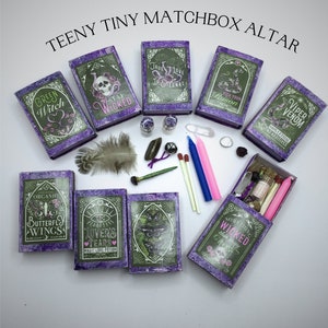 Matchbox Mini Altar Kit -Teeny Tiny Pocket Witch - Cute Witchcraft Kit - Adorable Baby Witch Set - Witchling Supplies - Novelty Magic Box