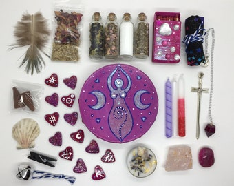 Spiral Goddess Deluxe Altar Kit- Pink Travel Alter Set- Divine Feminine Worship Wiccan Pagan Witchcraft Bundle Witchy Vibes Fertility Magic