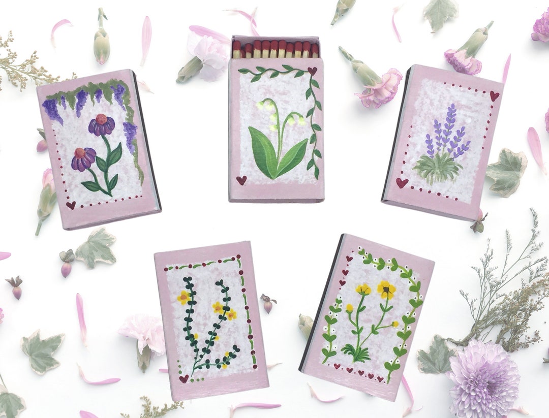 Hand Painted Match Box Wildflower Matches Green Witch Cottage Aesthetic ...