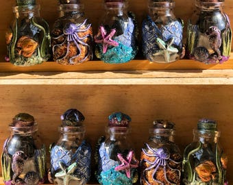 Sea Witch Apothecary Jars Water Witchcraft Herb Storage Seawitch Cork Bottle Nautical Ocean Witchery Witchy Pagan Altar Decor Wiccan Alter