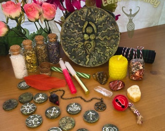 Spiral Goddess Deluxe Altar Kit - Pagan Alter Set Divine Feminine Gaia Green Witch Old World Wiccan Magic Fertility Witchcraft Stash Box