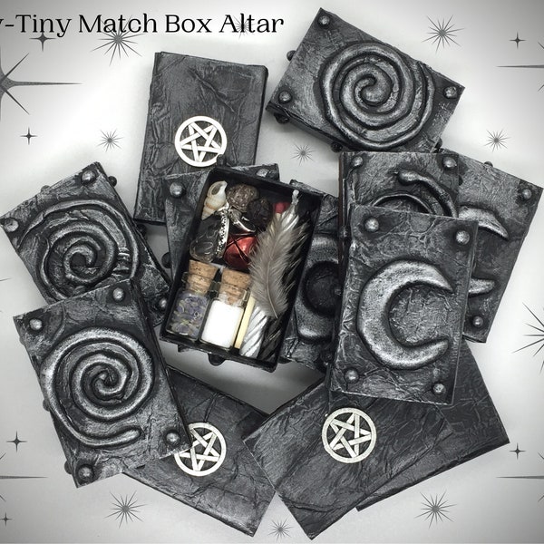 Matchbox Mini Altar Kit -Teeny Tiny Pocket Witch - Cute Witchcraft Kit - Adorable Baby Witch Set - Witchling Supplies - Novelty Magic Box