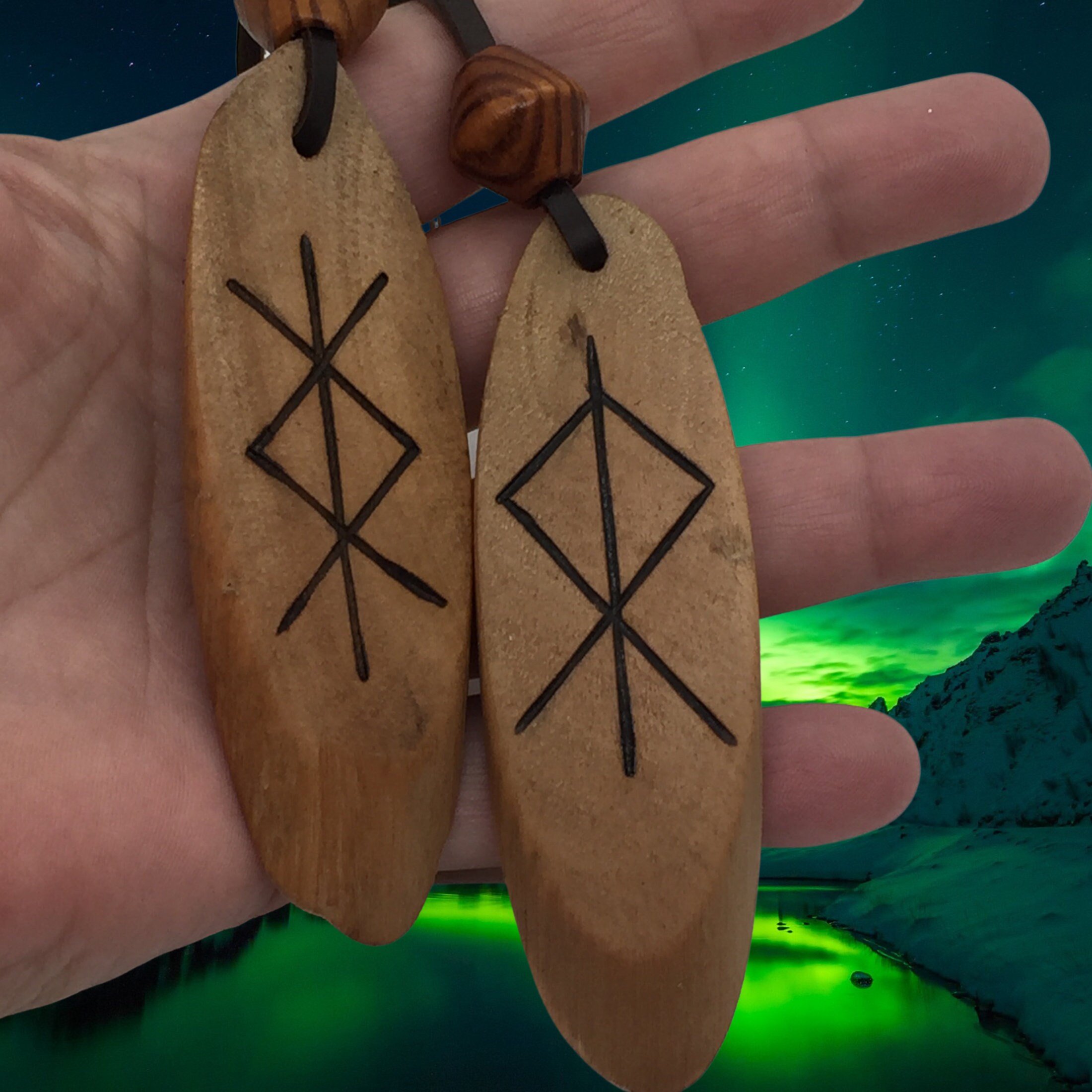 Key Ring Rune Bind Rune Talisman Key Ring Viking Rune Sigil Rustic Hand Burned Wooden ...