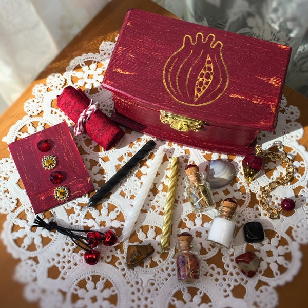 Kit d'autel de voyage Perséphone, sorcières grenade, coffret de rechange compact Witchy Vibes, déesse, kit de démarrage, ensemble esthétique de sorcellerie de style classique