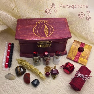 Persephone Travel Altar Kit Pomegranate Witches Compact Alter Box Witchy Vibes Goddess Starter Bundle Classic Style Witchcraft Aesthetic Set