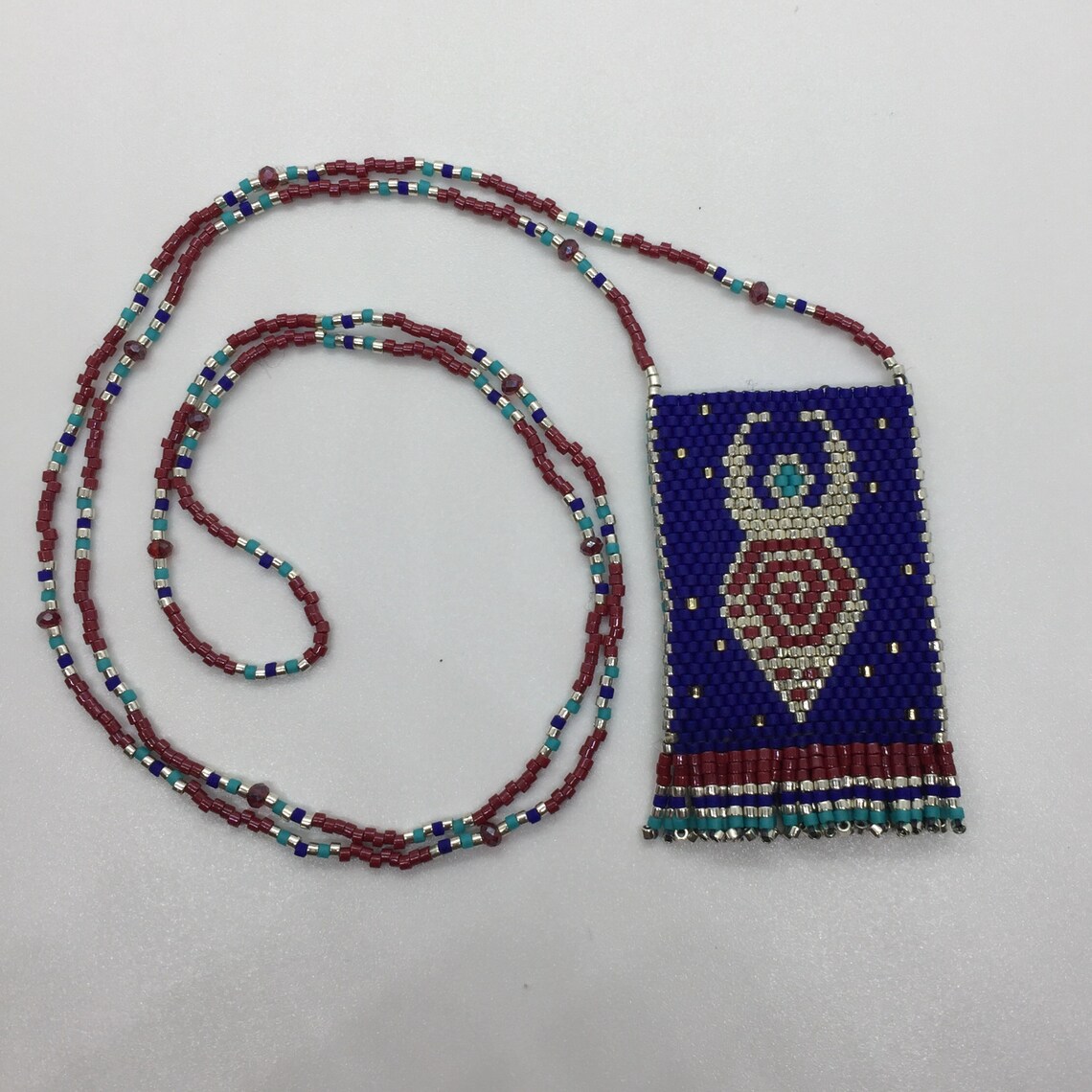 Spiral Goddess Beaded Medicine Bag Necklace Wiccan Amulet Etsy