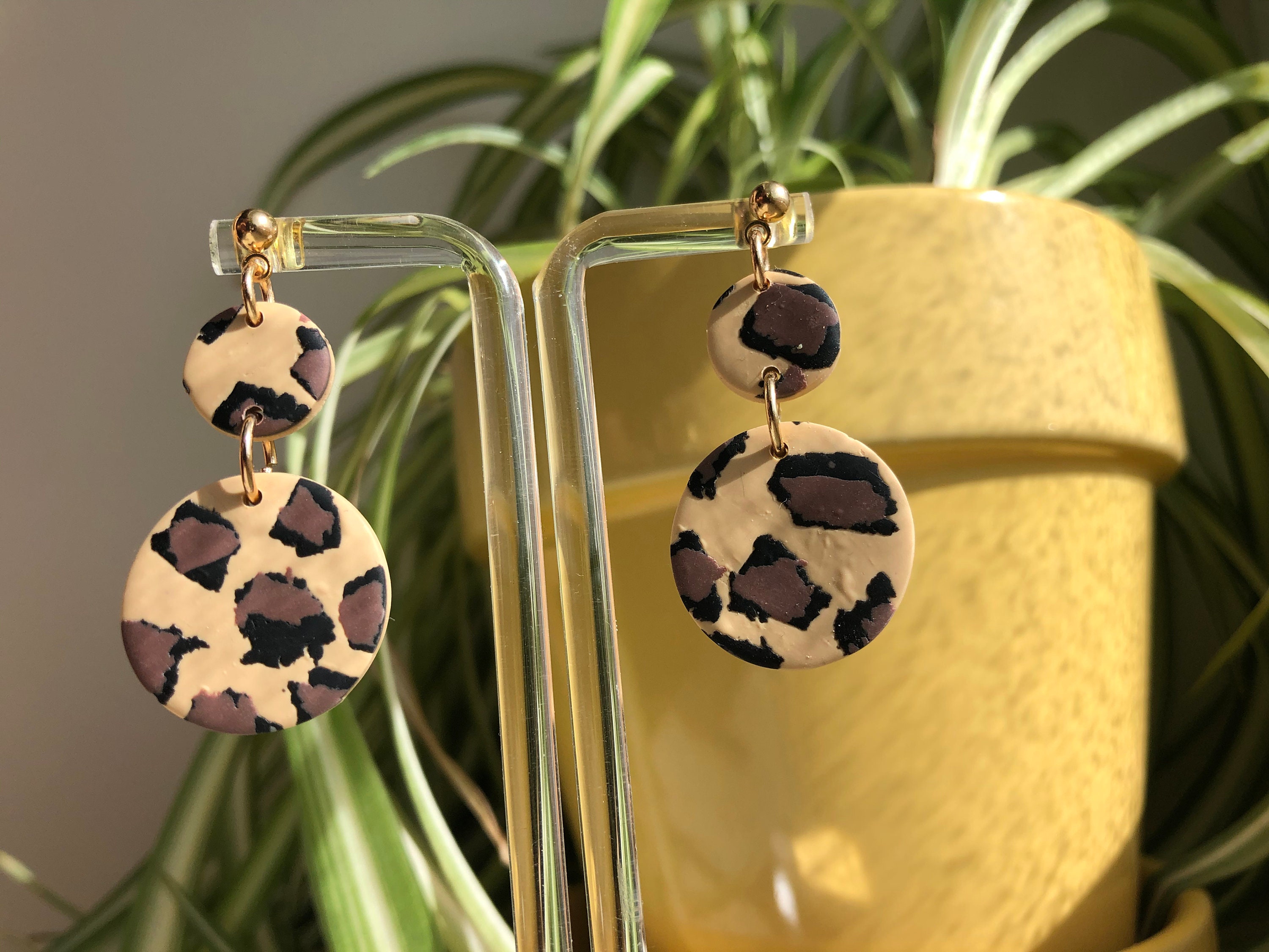 Cheetah polymer clay earrings online