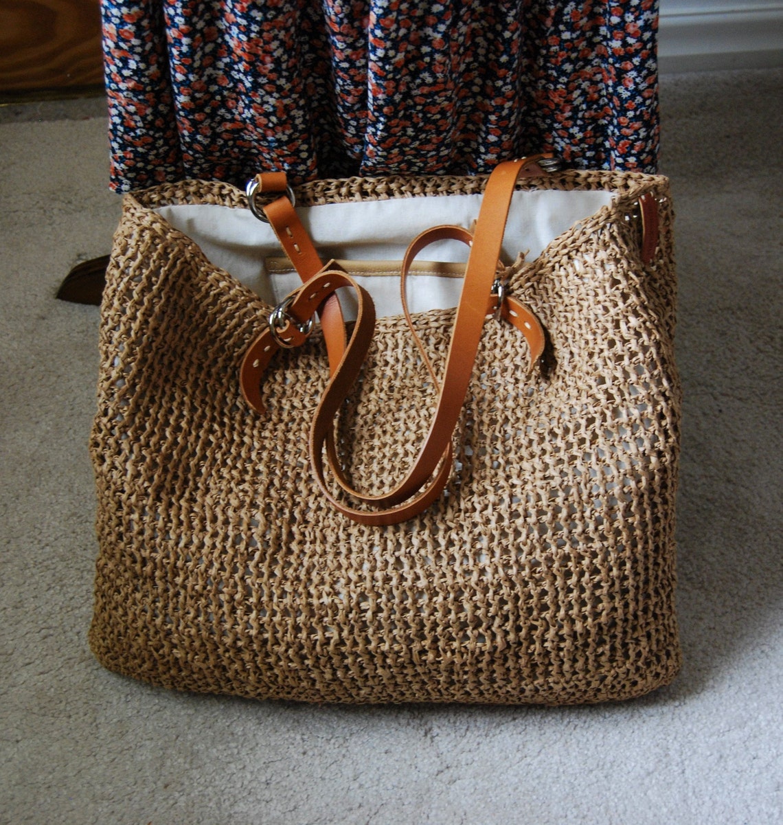 Grand sac à bandoulière de paille fabriqué à la main. Raphia Etsy