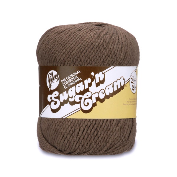 WARM BROWN Lily Sugar'n Cream Super Size Yarn cotton Wt 4 worsted natural machine wash dry knit crochet washcloth eco-friendly (7726)