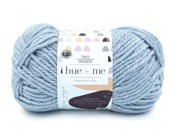 Hue + Me OZONE light blue gray Lion Brand Yarn Wt 5 bulky acrylic wool blend machine wash dry knit crochet fiber art diy project (5896)