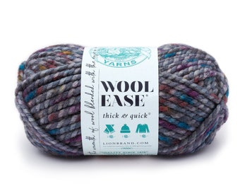ABALONE gray blue Lion Brand Wool-Ease Thick & Quick Yarn Wt 6 super bulky wool blend machine wash dry knit crochet fiber art supply (7432)