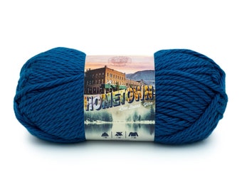 ATHENS BLUE SKY Lion Brand Hometown Yarn Wt 6 super bulky acrylic machine wash dry knit crochet fiber art diy project supply (6059)