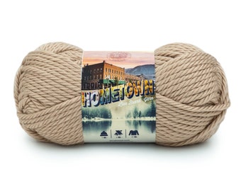 HIGHLAND PARK BEIGE Lion Brand Hometown Yarn beige Wt 6 super bulky acrylic machine wash dry knit crochet fiber art project supply (6060)